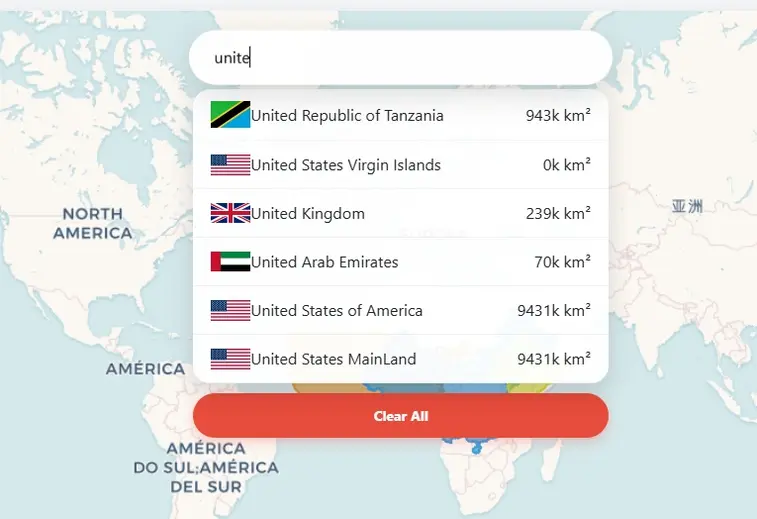 True size of countries map comparison